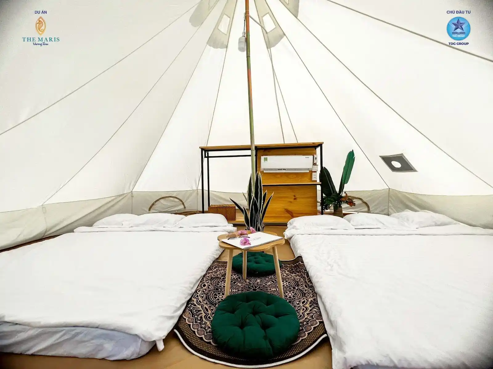 Lều được trang bị đầy đủ nội thất và máy lạnh 2