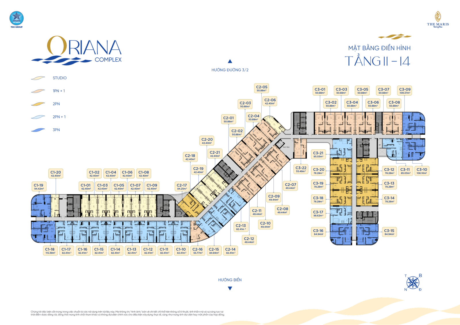 ORIANA COMPLEX - Toả sáng 1 biểu tượng - Kiệt tác dấu ấn Signature tại The Maris Vũng Tàu 12 Mặt bằng tầng Oriana tầng 11 - 14