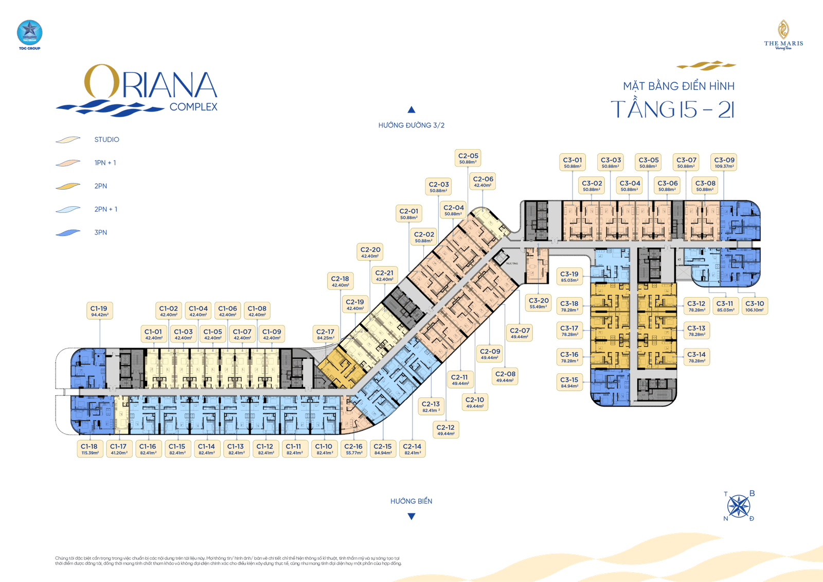 ORIANA COMPLEX - Toả sáng 1 biểu tượng - Kiệt tác dấu ấn Signature tại The Maris Vũng Tàu 13 Mặt bằng tầng Oriana tầng 15 - 21