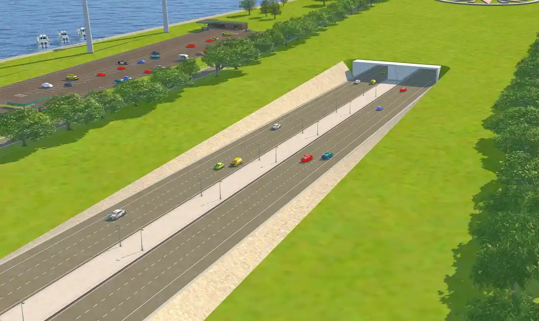 Về quy trình thi công, các đốt hầm kín được đúc ở bể đúc, sau khi hoàn thành sẽ dẫn nước làm ngập bể đúc làm nổi các đốt hầm kín đã được bịt kín hai đầu, sau đó sử dụng các phương tiện tàu thuyền để lai dắt, kéo đến vị trí lắp đặt. Tại đây, nước được bơm vào các bể chứa đặt sẵn trong hầm để dìm hầm vào vị trí.