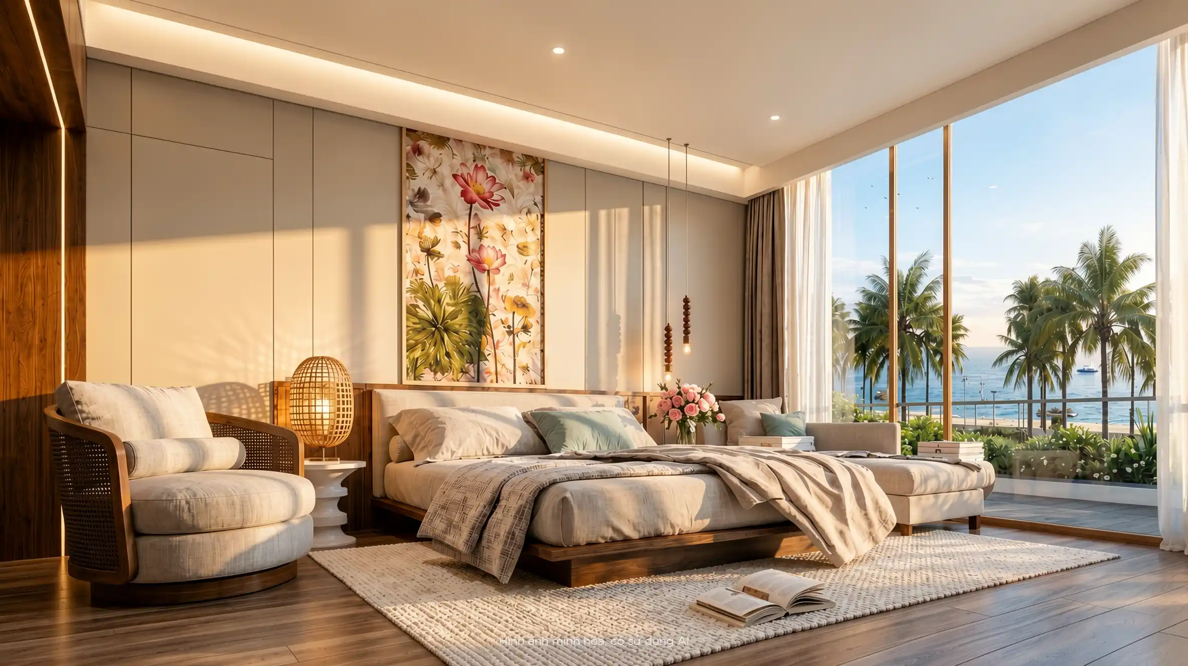 Không gian phòng ngủ được chăm chút tỉ mỉ.