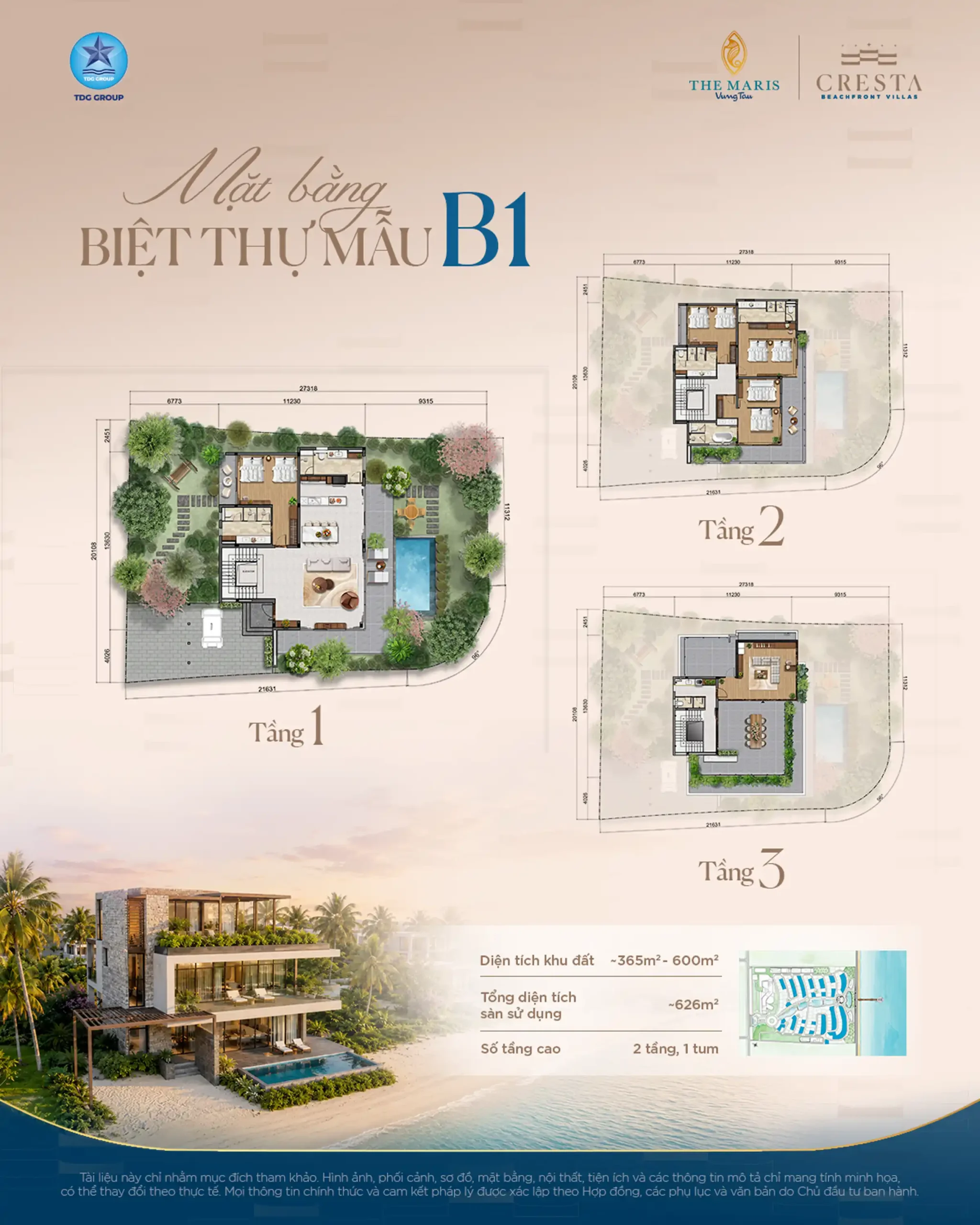 Mặt bằng biệt thự mẫu B1