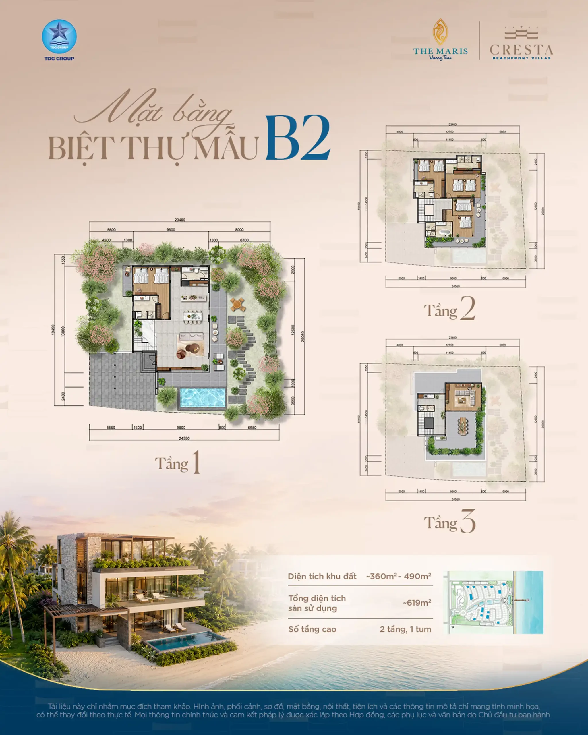 Mặt bằng biệt thự mẫu B2