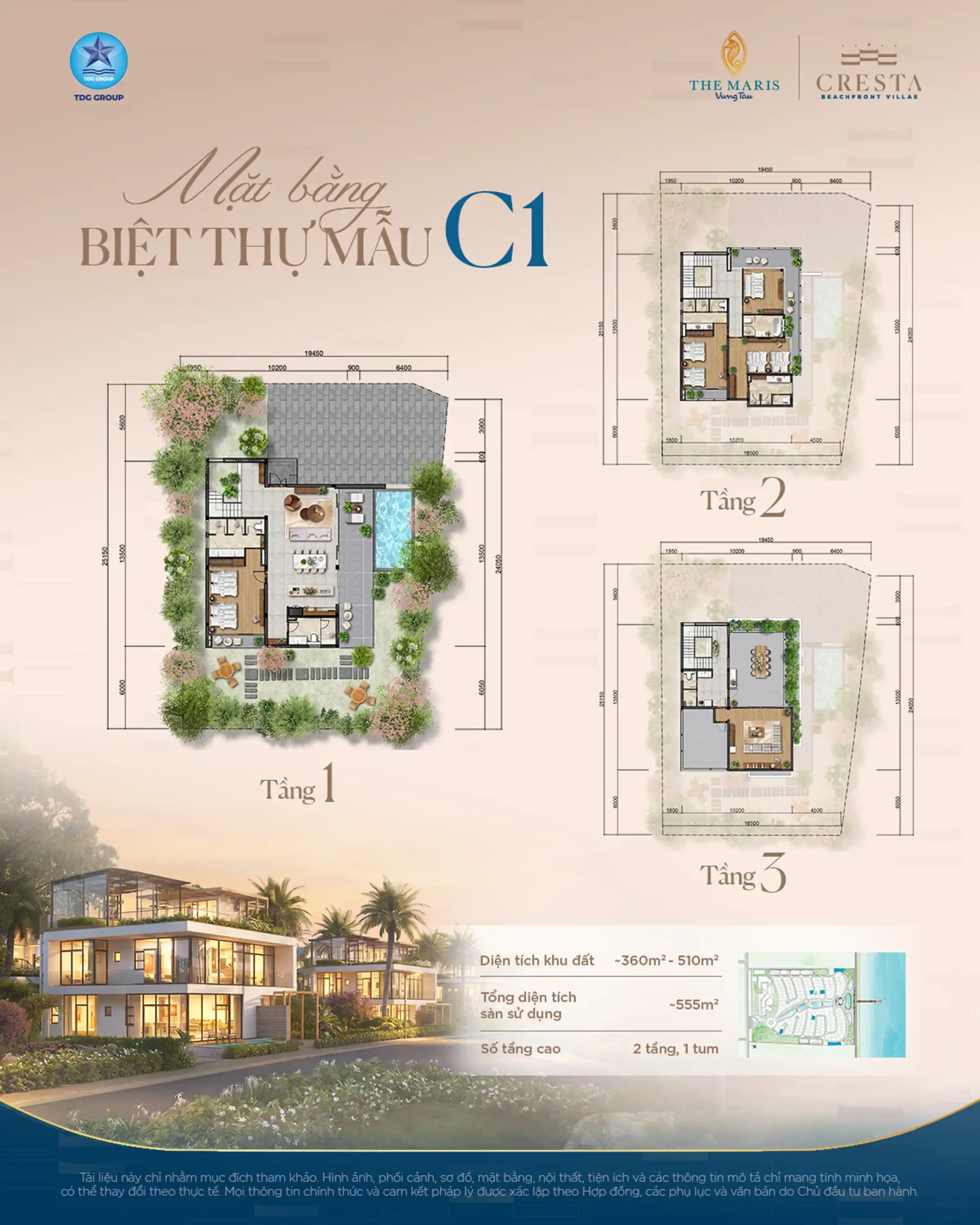 Mặt bằng biệt thự mẫu C1