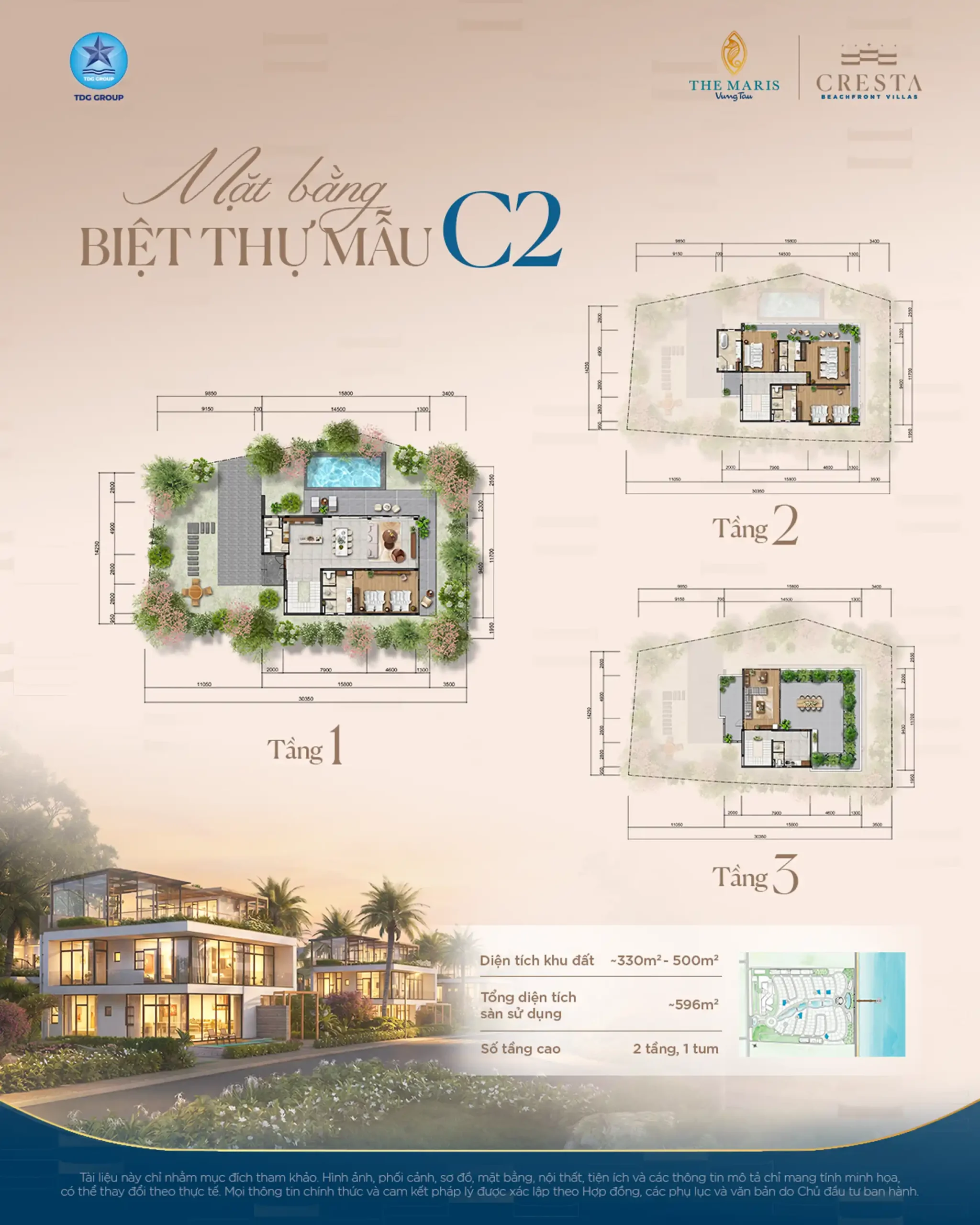 Mặt bằng biệt thự mẫu C2