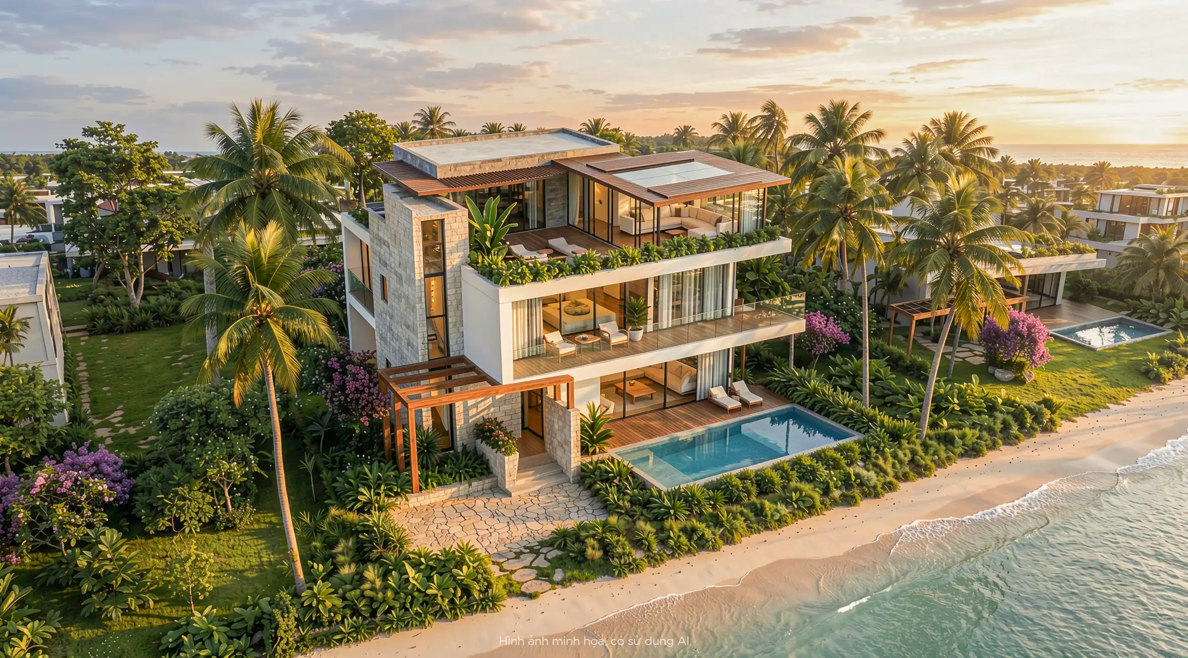 Phối cảnh sân vườn Cresta Beachfront Villas.